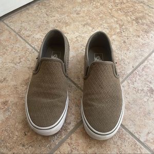 Green Patterned Vans Slip Ons